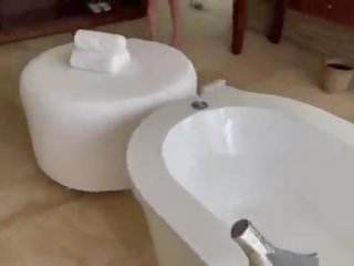 Vacation- Amateur adolescent anal creampie in the bath room