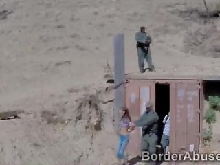 Cute slim teen fucks hung officer to cross the border