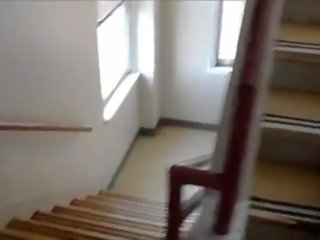 Blowjob on stairs