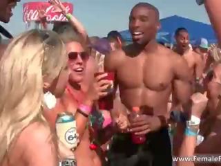 Huge beach party with charming super blonde