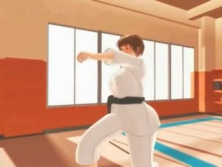 Karate hentai girl sucks monsters big pecker